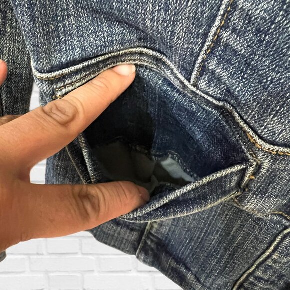 Jill Stuart Jeans Vintage Front Zip Denim Jacket V-Neck Classic Jean Blazer - Picture 10 of 11